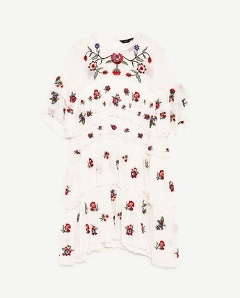 ZARA EMBROIDERED MINI DRESS