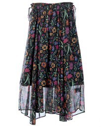 w closet ウエストリボン付き花柄ヘムスカート