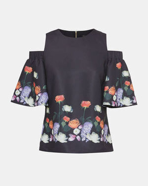 Ted Baker London Kensington Floral cut-out shoulder top