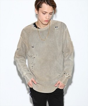 LEGENDA ルーズシルエットサイドスリットニット