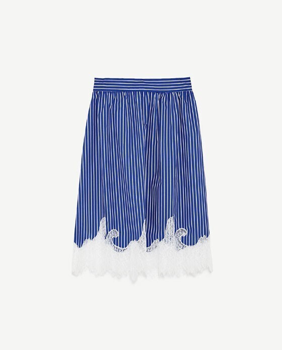 ZARA レースディテール入りコンビスカート