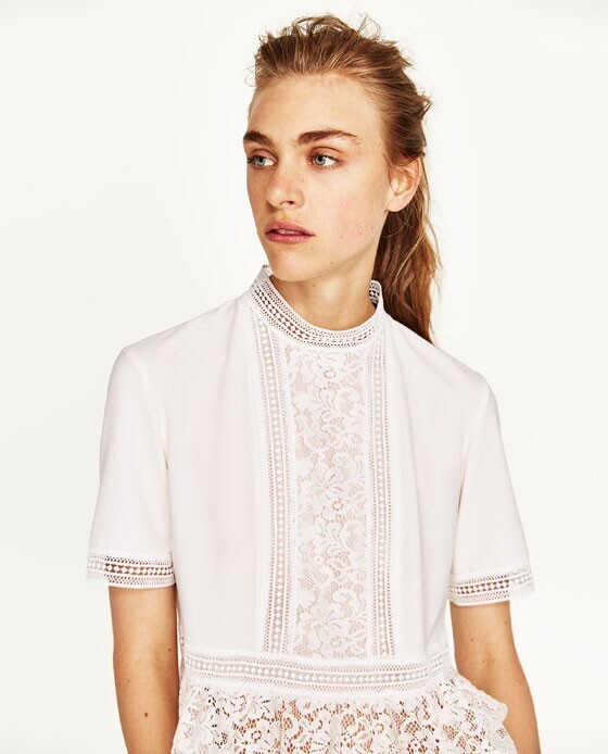 ZARA コントラストレーストップス