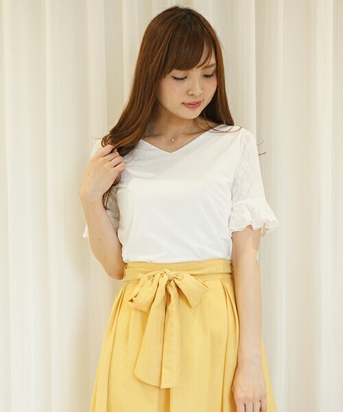 PROPORTION BODY DRESSING シアーレースベルスリーブブラウス