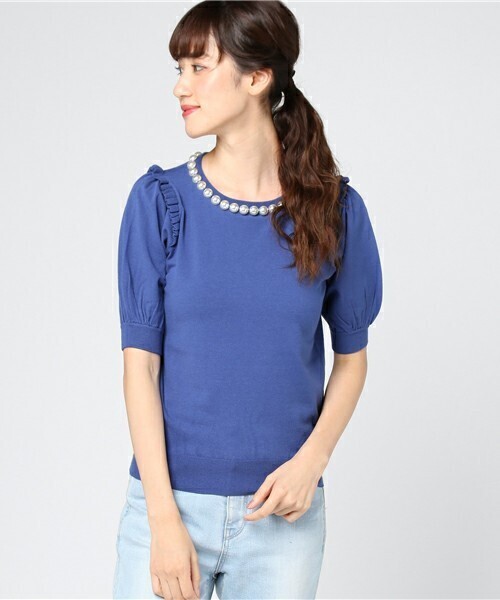 LANVIN en Bleu ビックパールニット