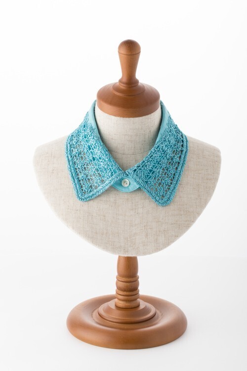 LA COLLETÉ レース刺繍付け襟(ターコイズ)