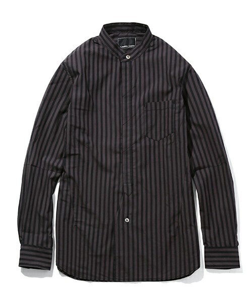 NUMBER (N)INE BAND COLLAR FLY FRONT SHIRTS_STRIPE