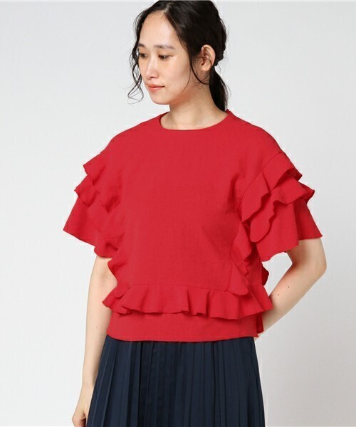 GREED International CREPE WEAVE フレアースリーブブラウス
