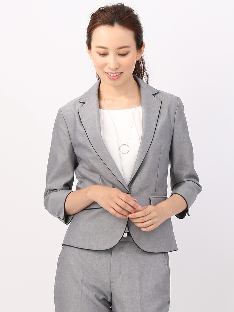 THE SUIT COMPANY コットンオックス 織柄7分袖ジャケット