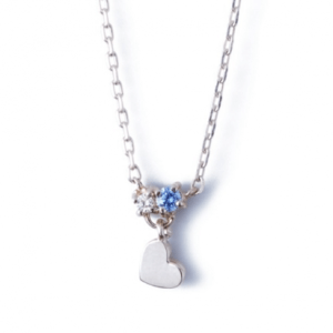 THE KISS SPD785BL  THE KISS COUPLE'S/【Swarovski Zirconia】ファンシーブルーキュービック ホワイトキュービック ハート レディース シルバーネックレス 40cm