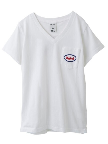 X-girl OVAL LOGO V-NECK S/S TEE