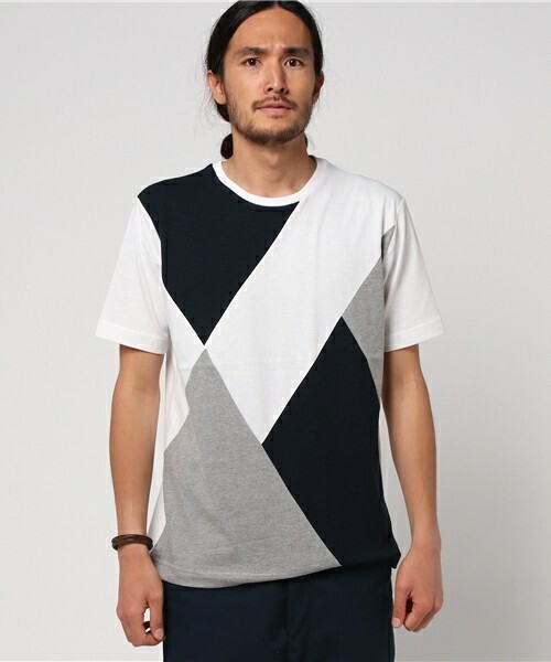a.v.v クレイジーパターン異素材コンビTシャツ
