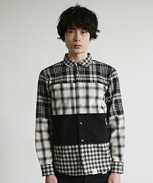 AZUL by moussy クレイジーチェック長袖シャツ