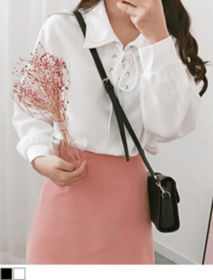 gogosing 【GOGOSING】リボンポイントアイレットシャツ★P000CAGM