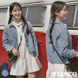gogosing 【GOGOSING】花刺繍デニムジャケット☆★ p000ccer