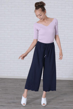 &g’aime &g'aime【981-60604】カットワーク刺繡スカラップパンツ