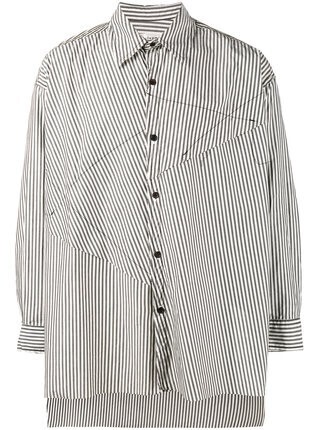 sulvam Pinstripe patchwork シャツ