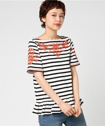 kate spade new york BROOME STREET STRIPE EMBROIDERED TEE