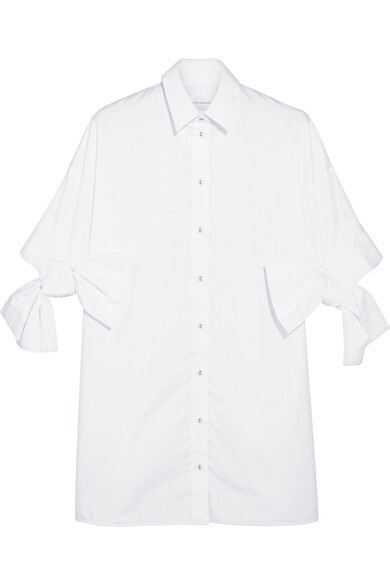 Victoria Beckham Bow-detailed cotton-poplin shirt