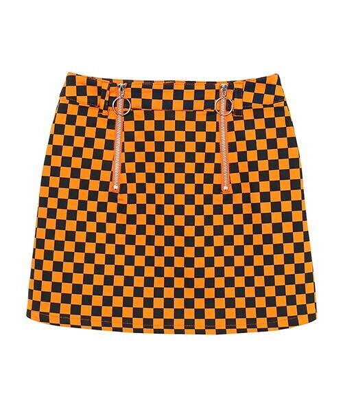 Candy Stripper CHECKERD FLAG RING ZIP SKIRT