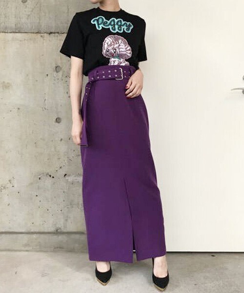 G.V.G.V. EYELET BELT MAXI TIGHT SKIRT