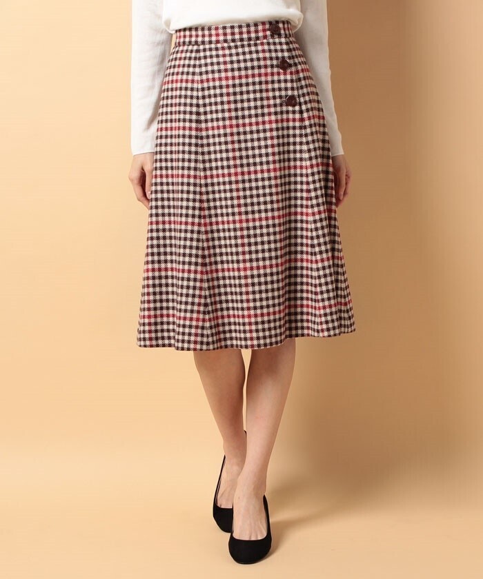 OLD ENGLAND スーパー１００SミルドチェックAラインスカート