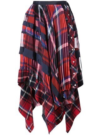 sacai チェック ドレープスカート