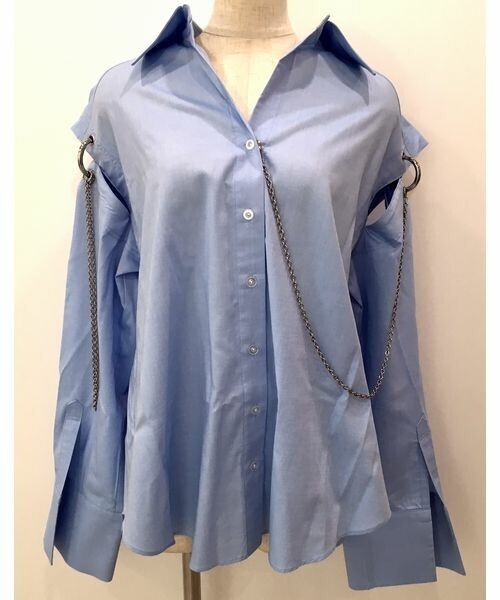 lilLilly アイレットチェーンオフショルシャツ