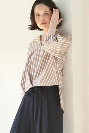 Droite lautreamont ストライプタイプライターブラウス