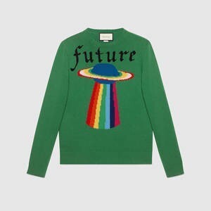GUCCI プラネット インターシャ付き ウール セーター