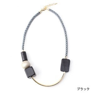 Ane Mone シルクロープとウッドのボリュームネックレス