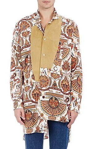 LOEWE MULTI Folkloric-Print Linen Embellished Tunic