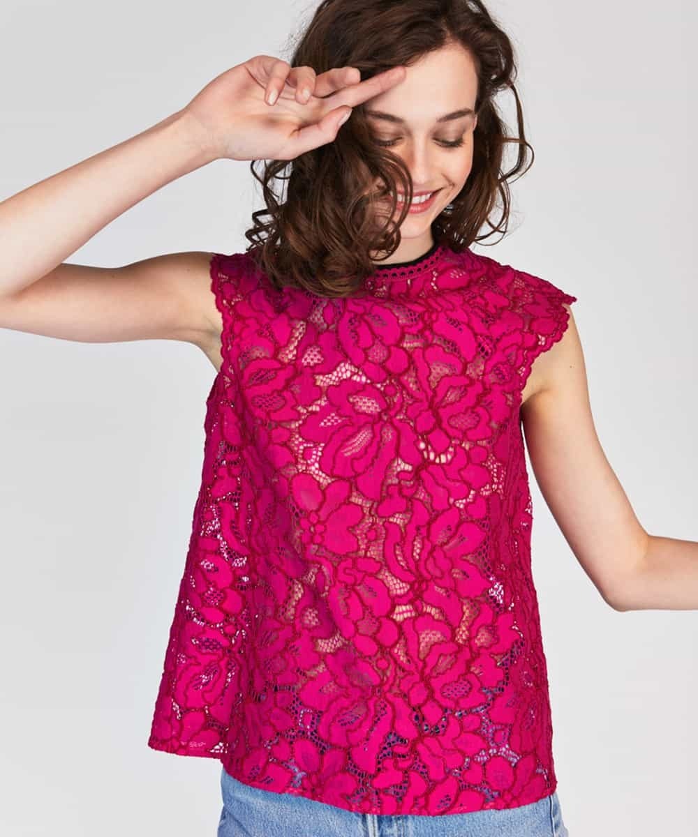 TARA JARMON レースデザインブラウス IMPORTED