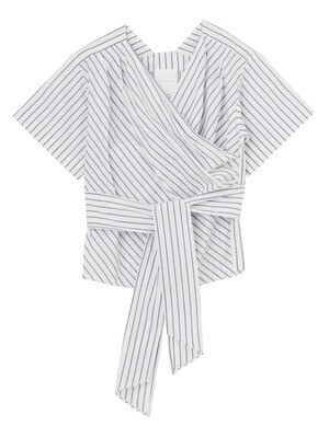 ELENDEEK CACHE-COEUR STRIPE SASH BLOUSE