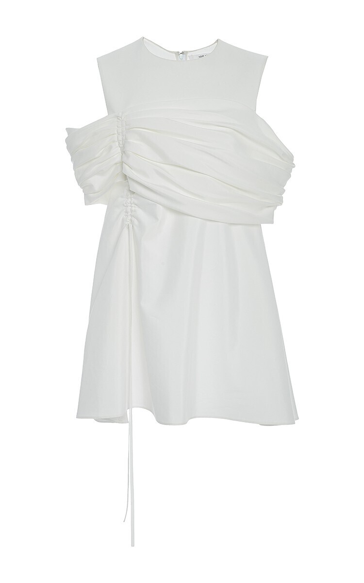 ADEAM Ruched Shoulder Combo Top