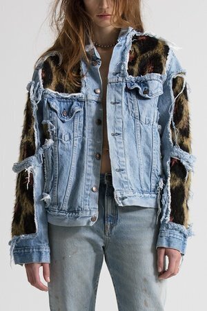 R13 Refurbished Vtg Trucker W/ Leopard Cut Out