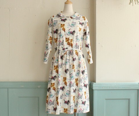 花とギター SNAP BUTTON SHIRTS ONEPIECE