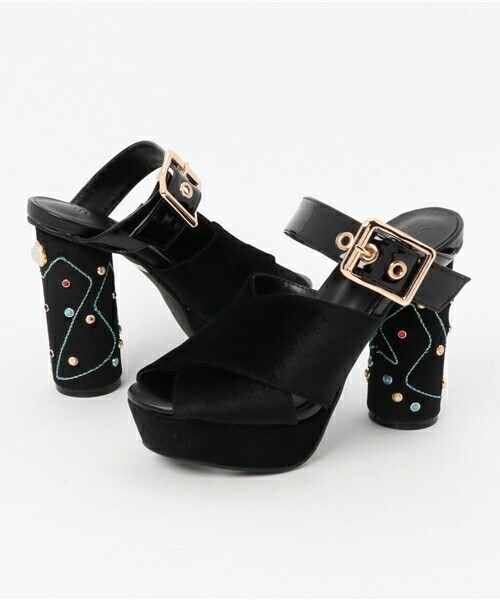 SLY VELOUR CROSS MULE SANDALS