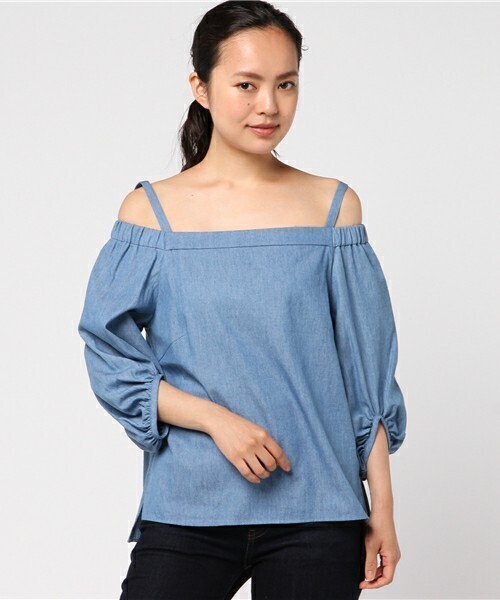 LOVELESS WOMENS バルーンスリーブオフショルダーブラウス