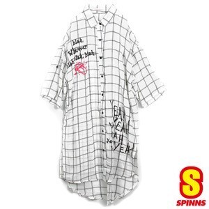 SPINNS ロゴ入りチェックガウン