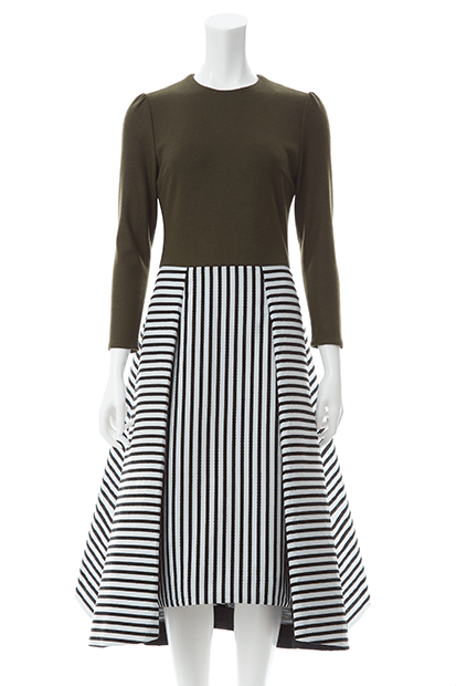 BORDERS at BALCONY WOOL JERSEY TUCK DRESS