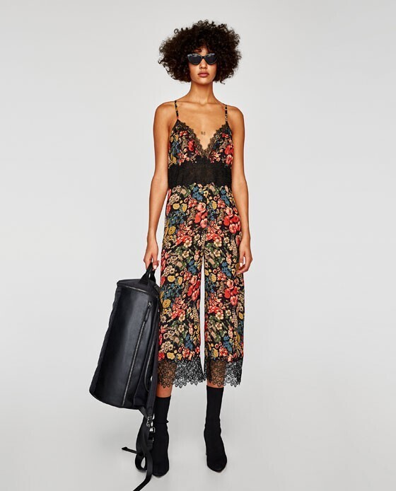 ZARA クロップド丈レースオールインワン