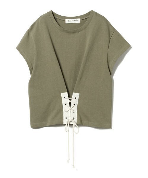 Ray BEAMS レース アップ クルーネック Tシャツ