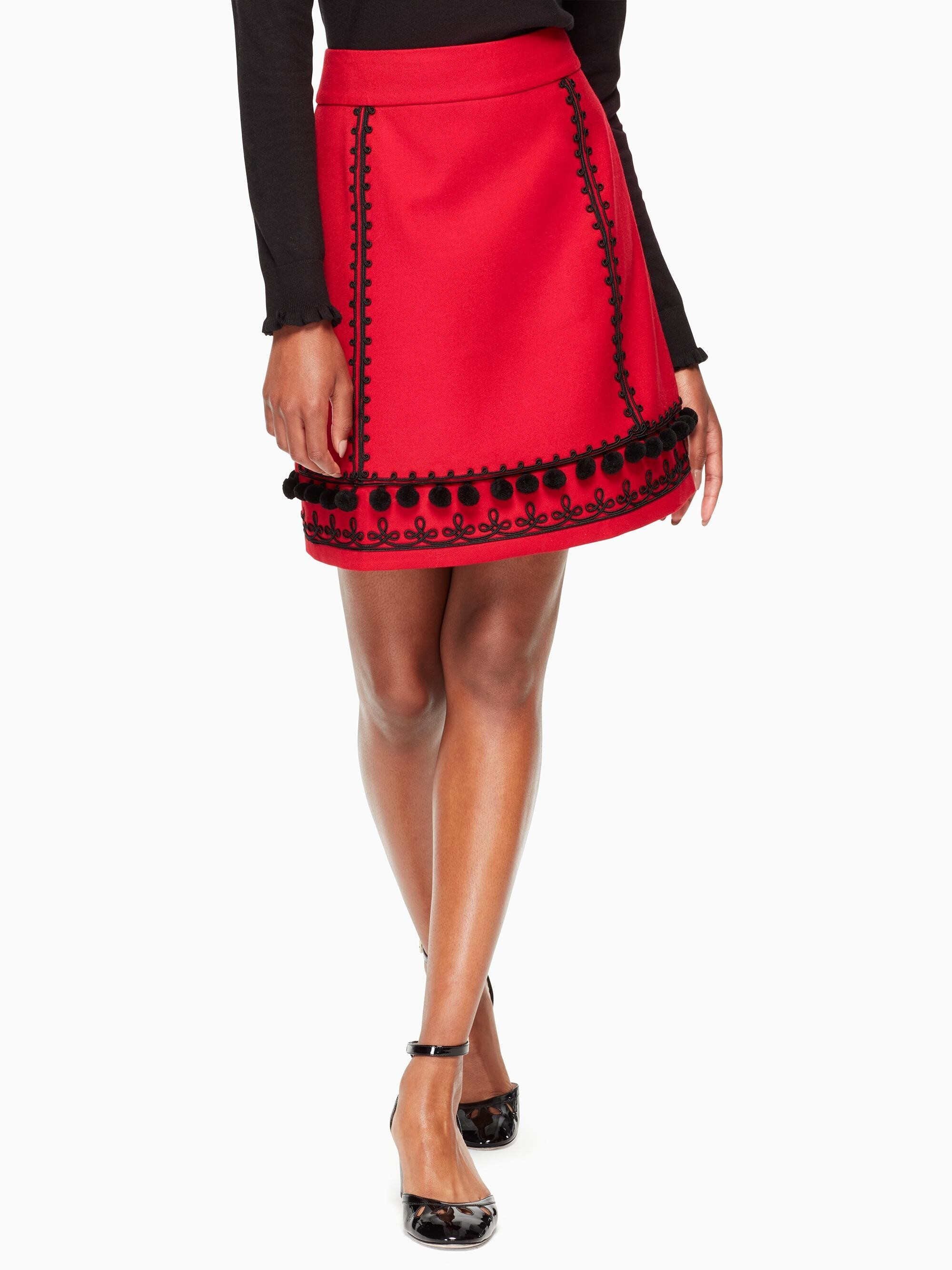 kate spade new york OOH LA LA POM EMBROIDERED SKIRT