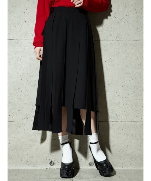 PAMEO POSE PARALLEL LINE PLEATED SKIRT