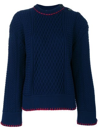 Sonia Rykiel cable knit sweater with contrast knit lining