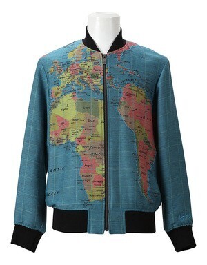 Lucien Pellat-Finet LPF WORLD MAP JACQUARD BOMBERS JACKET