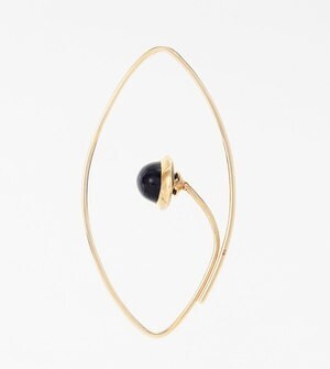 HIROTAKA Black Sapphire Foating Oval Earring M