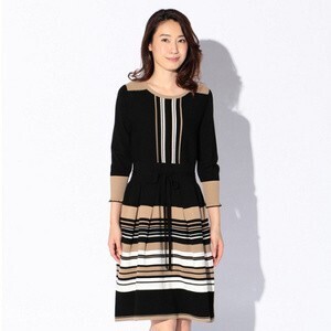 TO BE CHIC タッキングボーダーニットドレス