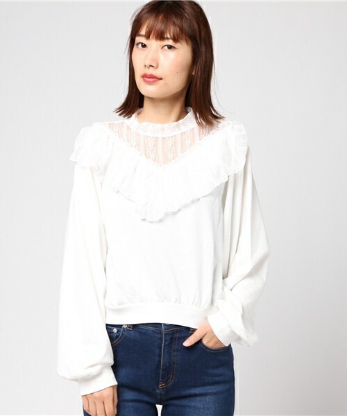 WEGO フリルレースバルーンスウェット