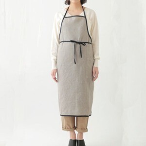 fog linen work リネンパイピングエプロン ナチュラル